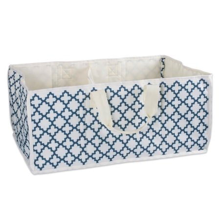 DESIGN IMPORTS 21 in x 13.7 in x 9 in Polyester Lattice Rectangle Storage Bin, Navy CAMZ37125